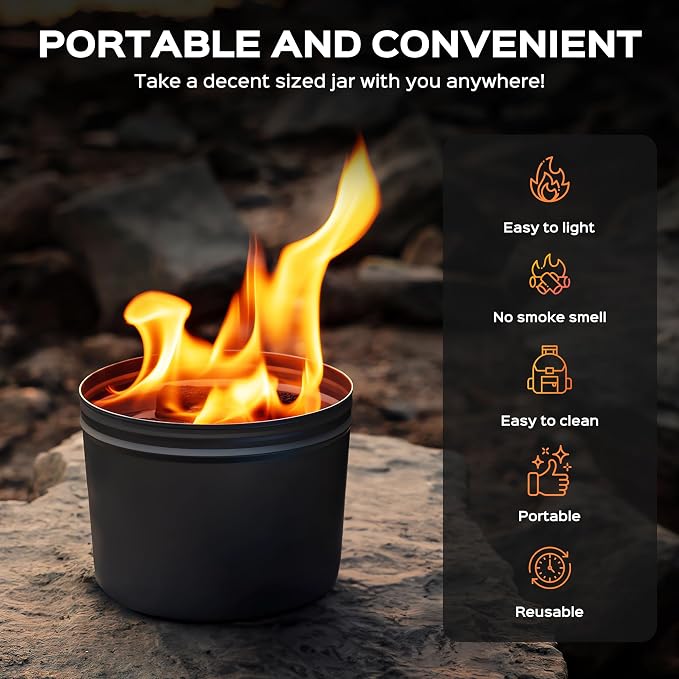 4 Pack of Portable Campfire, Compact Outdoor Portable Fire Pits 3-5 Hours of Burn Time Smores Fire Pit No Embers No Wood for Camping Picnics Party and More