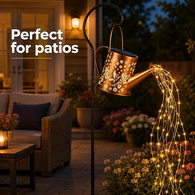 Solar Watering Can Light, Solar Powered Hanging Lantern Landscape Lights, Decorative Garden for Yard Waterproof Garden Decor, Gifts for Mom, Grandma（02-Hummingbird）