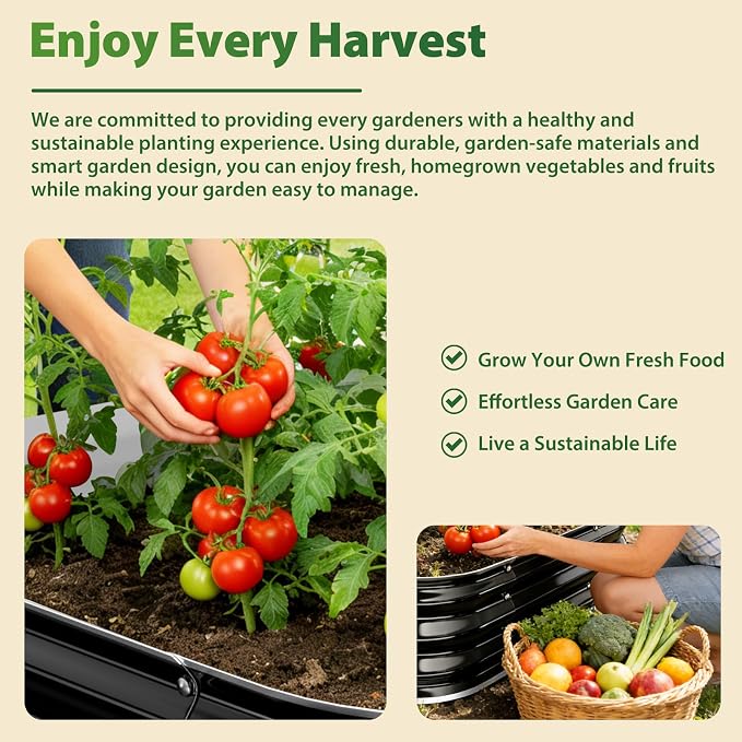 Square Galvanized Raised Garden Bed 4x4ft – Easy Home Gardening Planter Box for Vegetables & Flowers,Herbs – 12" Heavy Duty Outdoor Gardening Bed with Easy Assembly (Black)