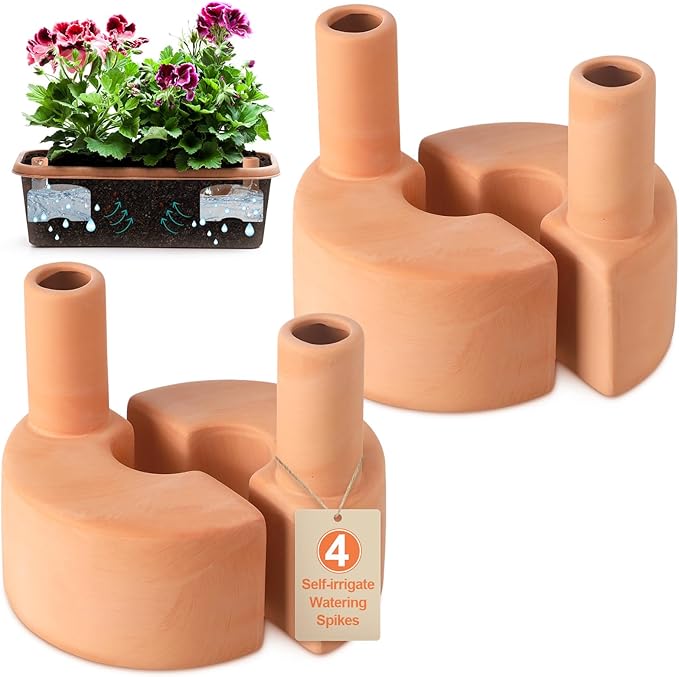 Blushtier 4 Pcs Terracotta Watering Spikes Large Capacity Tank Self Watering Planter Water Storage Reusable Automatic Terracotta Water Devices Self Irrigation System for Houseplants Garden Flowers