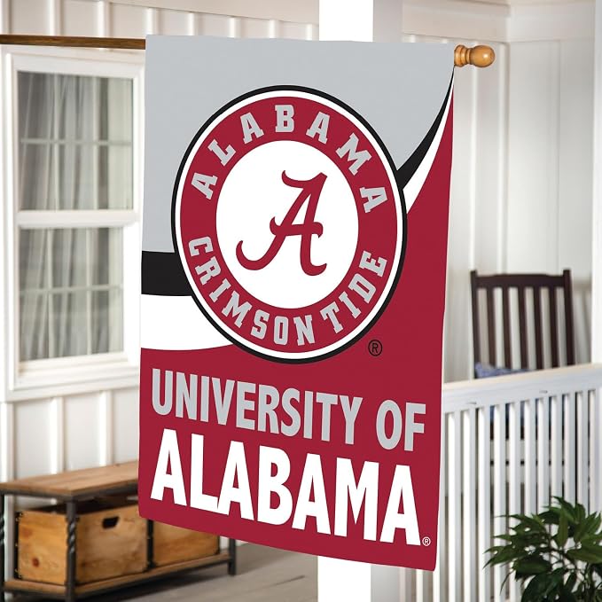 Team Sports America NCAA University of Alabama House Flag, 28 x 44, Double Sided Garden Flags for Outside, Outdoor College Flags & Banners for Garden Patio, Indoor Wall Decor Flag for Room