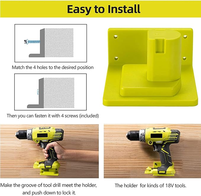 20 Pack Tool Holder Compatible with Ryobi 18V Power Tool Wall Mount Portable Holder Mount Hanger Organizer with Screws Easy Installation for Workshop Garage