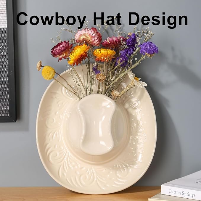 Hanging Wall planters for Indoor Plants, Ceramic Cowboy Wall vases for Flowers, for Bathroom, Living Room, Office, and Home Decor.7.9 x 7.2 x 2.4IN