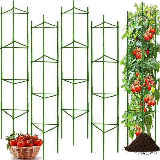 Moirsunt 66Inch Tall Tomato Cage for Garden, 4Pack Plant Support Heavy-Duty Garden Stakes, Tomato Trellis for Potted Plants, Height Adjustable Tomato Cage Trellis for Climbing Plants Flowers