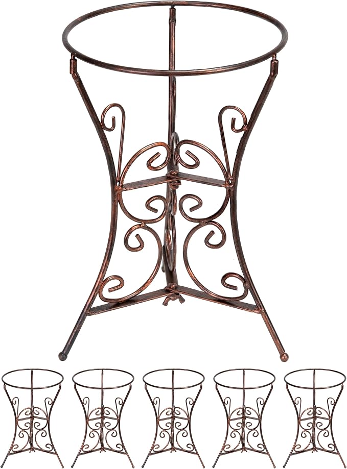 Sunnydaze Gazing Ball Stand with Scroll Design, 11.5-Inch, Bronze, Set of 6 | Steel Garden Globe Stand for 10-12-Inch Gazing Balls, Patio, Deck, Sunroom, or Backyard Decoration Accessory