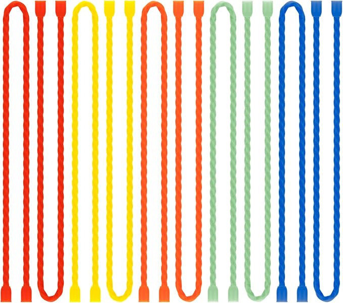 10 PCS 18-Inch Silicone Cable Ties - Reusable Twist Ties Bendable Steel-Core Rubber Cable Ties for Bundling and Holding, All Purpose Cord Tie for Indoor and Outdoor (5 Colors)