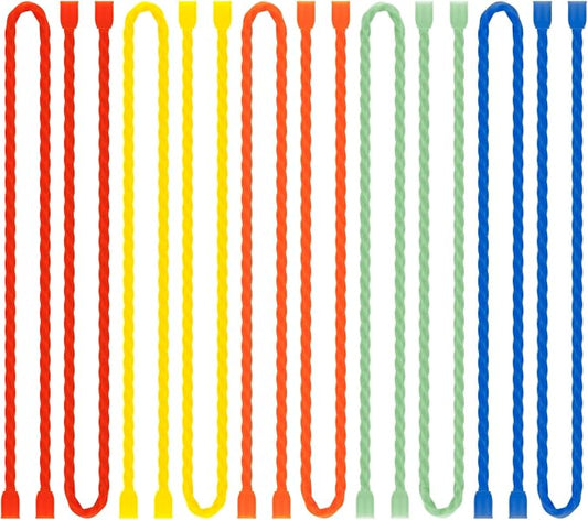 10 PCS 18-Inch Silicone Cable Ties - Reusable Twist Ties Bendable Steel-Core Rubber Cable Ties for Bundling and Holding, All Purpose Cord Tie for Indoor and Outdoor (5 Colors)