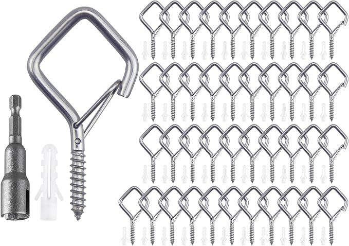 42 PCS 304 Stainless Steel Eye Screw Hooks for Hanging Heavy Duty.Ceiling Hooks for Hanging Plants,Cup,Wind Chime,Bird Feeders, String Lights at Indoor&Outdoor
