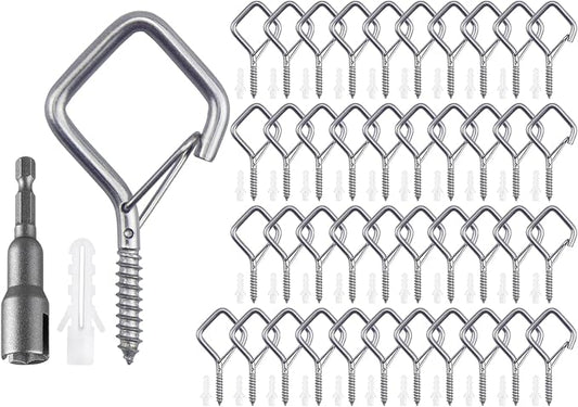 42 PCS 304 Stainless Steel Eye Screw Hooks for Hanging Heavy Duty.Ceiling Hooks for Hanging Plants,Cup,Wind Chime,Bird Feeders, String Lights at Indoor&Outdoor