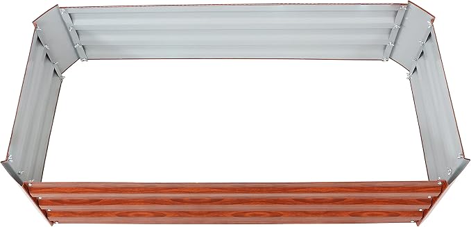 Sunnydaze Galvanized Raised Garden Bed Kit - 4x2x1 ft Outdoor Raised Garden Bed - Metal Planter Box for Vegetables, Flowers, Herbs - Woodgrain - 4' x 2' Rectangle