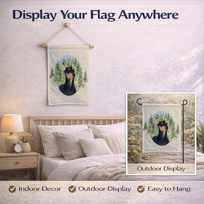 Caroline's Treasures SS8067GF Doberman Garden Flag Mailbox Flag Decorative Yard Flag Banner Outside Patio Artwork Yard Flower Beds, Garden Size, Multicolor