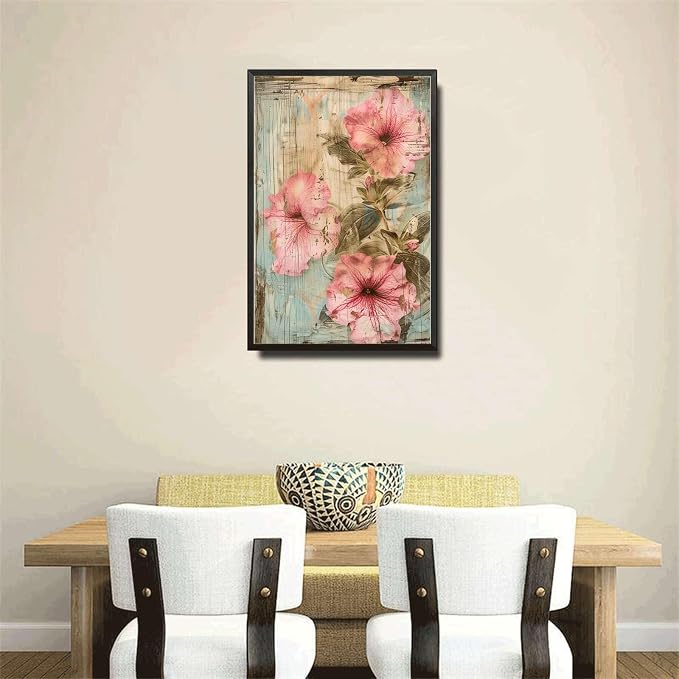 Metal Sign Tin Sign Vintage Wall Art Ruffled Petunias Tin Sign for Vintage Wall Art Rustic Petunia Lovers and Shabby Chic Interiors Bathroom Decor for Room 12×16 Inches with Metal Frame