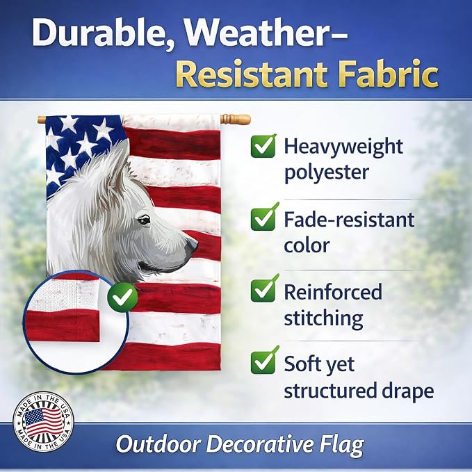 Caroline's Treasures CK6668CHF Pungsan Poongsan Dog American Flag House Flag Large Porch Sleeve Pole Decorative Outside Yard Banner Artwork Wall Hanging, Polyester, House Size, Multicolor