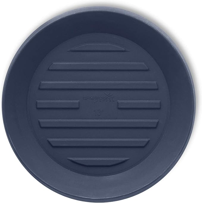 Crescent Garden Universal Round Planter Saucer, Durable Drainage Dish for Plant Pots, Heavy-Duty Plant Dishes Saucer, Indoor & Outdoor Plant Trays - Midnight Blue (11 inch Inner, 15 inch Outer)