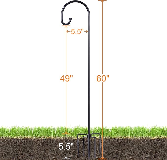 Ottsuls Shepherd-Hooks Adjustable for Bird-Feeder Lantern Plant-Hook Garden-Stake - Plant Stand Hanger for Outdoor Flower Basket, Bird Feeder Hanger Weddings Décor