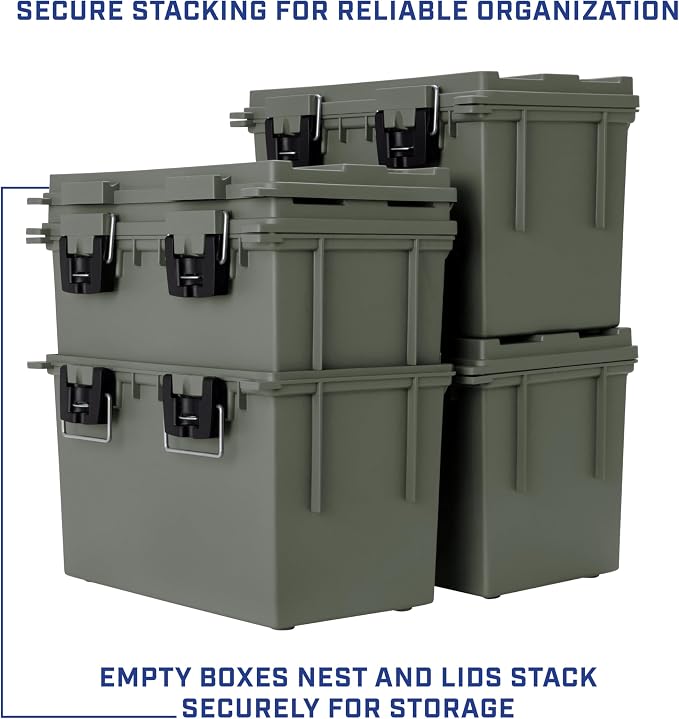 Sheffield XL Ammo Box Made in USA, Stackable Lockable Ammo Storage Box | 2 Pack Lockable Storage Box, Water and Dust Resistant Dry Box, Secures Hunting Gear, Gun Accessories, Supplies, and Bullets