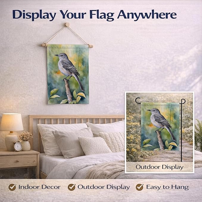 Caroline's Treasures Florida Northern Mockingbird Garden Flag Mailbox Flag Decorative Yard Flag Banner Outside Patio Artwork Yard Flower Beds, Garden Size, Multicolor