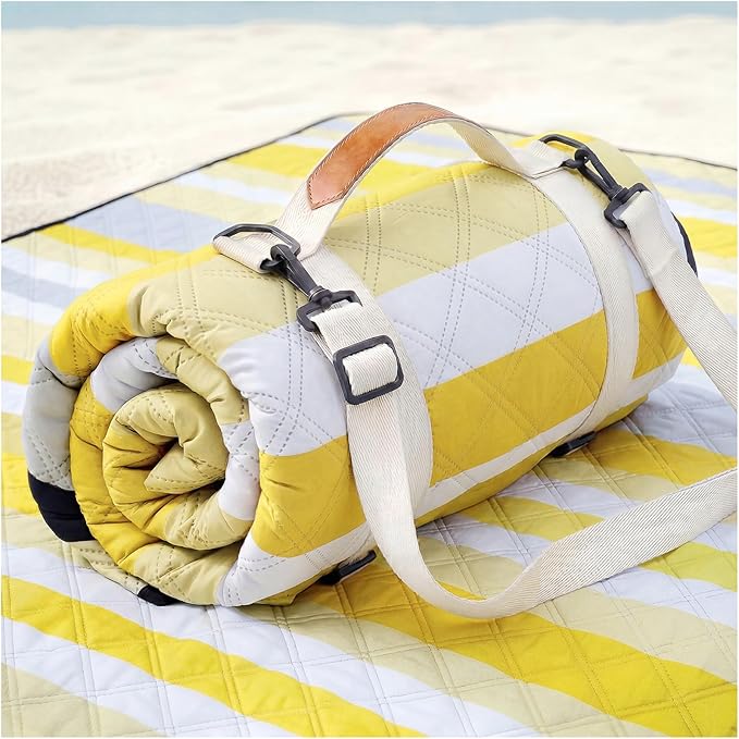 Genovega Waterproof Beach Blanket Picnic Outdoor Mat Rug Extra Large Portable Umbrella Wagon Folding Pop Tent Sun Shelter Shade Canopy Ball Cart Cool Cabana Anchor Fan Mesh Bag Tote Toallas Manta