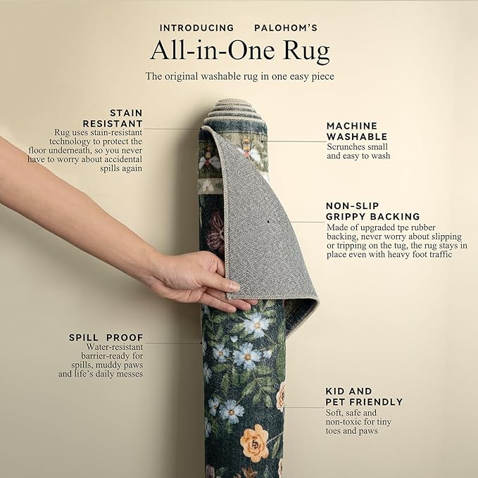 Washable Kitchen Rug Runners for Hallways: 2'x6' Runner Rugs with Non Slip Backing Low Pile Soft Indoor Floor Carpet Runner for Entryway Hallway Laundry Room Bedroom Living Room