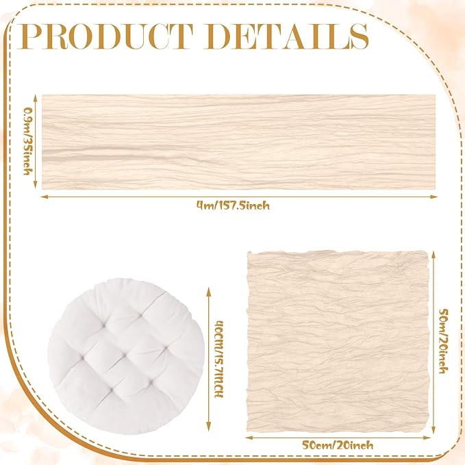 Beeveer Extra Large Outdoor Picnic Blanket with Table Runner Napkins and Floor Pillows Cushions for Picnic Party Camping Wedding Bachelorette Birthday Baby Shower Decor(71x91'',Beige,6 Set)