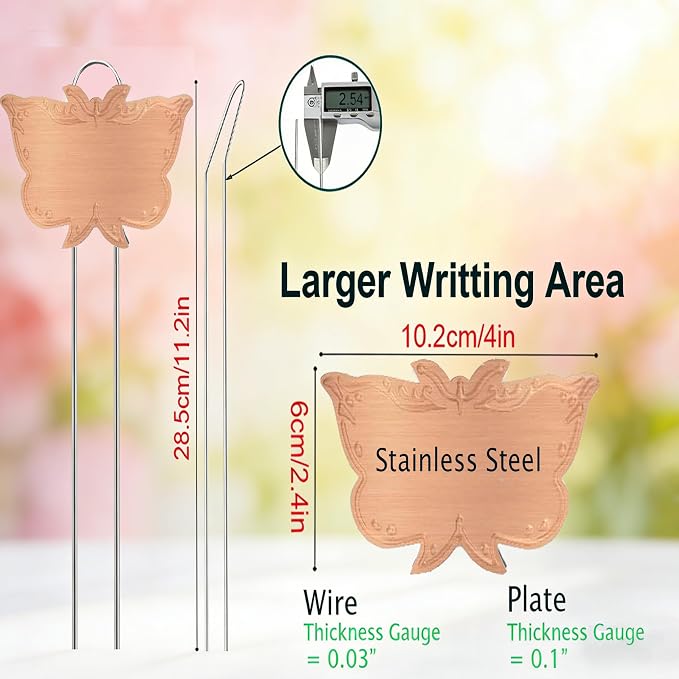 Metal Plant Labels 11in Tall 30 Pack Rose Gold Outdoor Waterproof Garden Label Large Garden Seed Stake Tags for Flowers Fruits and Vegetables
