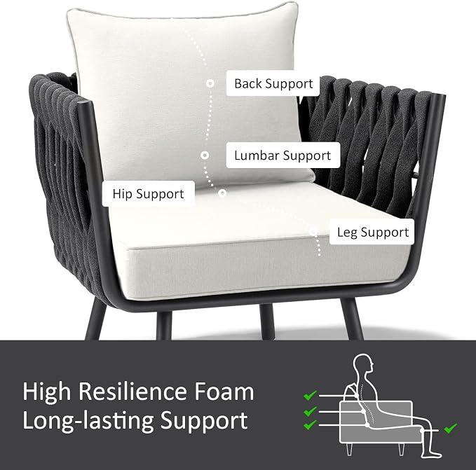 Unimatta Outdoor Patio Chair Cushions Set, 24" x 24"(24x24 Back), Set of 2, Water-Repellent, Fade Resistant, Deep Seat Bottom and Back Cushion for Backyard, Couch, Sofa, Linen