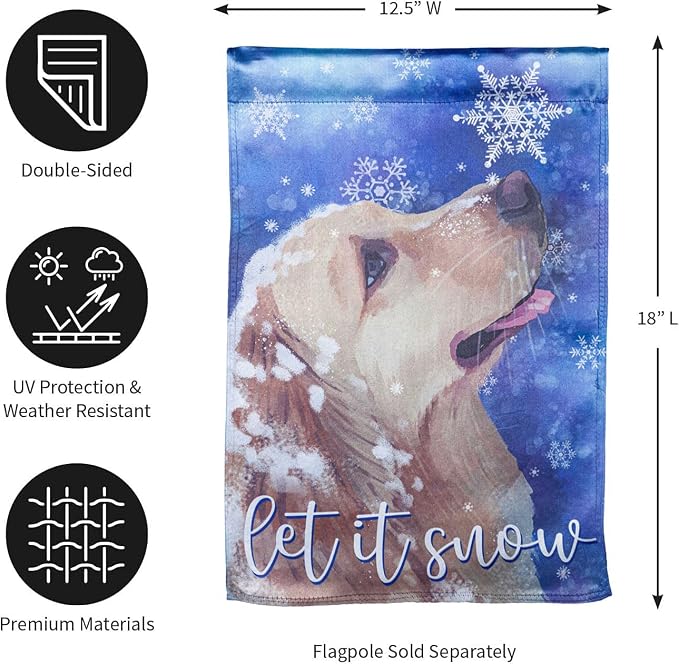 Evergreen Flag Let it Snow Lustre Garden Flag 12x18 Inches Double Sided | Christmas Garden Flag for Outside | Weather and Fade Resistant | Outdoor Flag For Yards and Gardens
