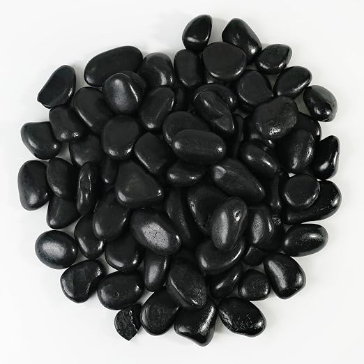 StoneCreek 12 LBS River Rocks, Large Size, Decorative Garden Stones for Plant Landscaping, Polished Gravel Filler Pebbles for Home Decoration, Vases, Succulents(Black Pebbles)
