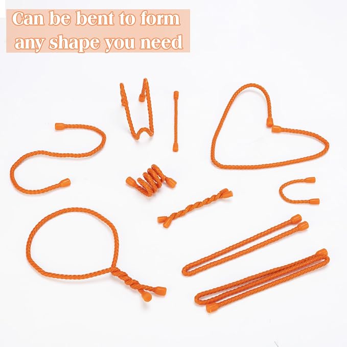 8PCS 4-Inch Silicone Cable Ties, Bendable Rubber Twist Ties, Reusable Twist Ties for Cords, gear ties for Organizing, Bundling (Orange)