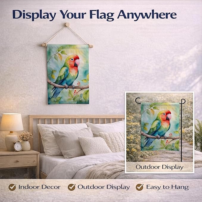 Caroline's Treasures Lovebird Garden Flag Mailbox Flag Decorative Yard Flag Banner Outside Patio Artwork Yard Flower Beds, Garden Size, Multicolor