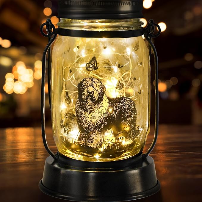 kyoryuger Old English Sheepdog Gifts for Women/Men, Pet Solar Lanterns Old English Sheepdog Lover Lantern Pet Loss Dog Memorial Lights Solar Garden Decoration for Yard,Patio,Torches Lights