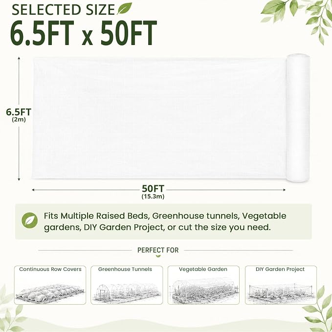 6.5x50Ft Mosquito Bug Insect Bird Fine Mesh Net Barrier Hunting Blind Garden Screen Netting for Protect Your Plant Fruits Flower