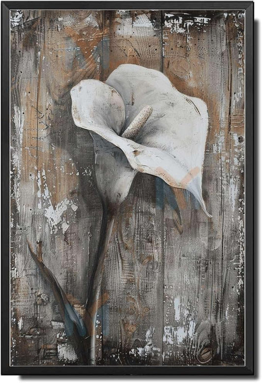 Metal Sign Tin Sign Vintage Wall Art Antique Elegance Calla Lily Tin Sign for Shabby Chic Interiors Rustic Charm and Corrosion Resista Tin Signs for Women for Pub 6×8 Inches with Metal Frame