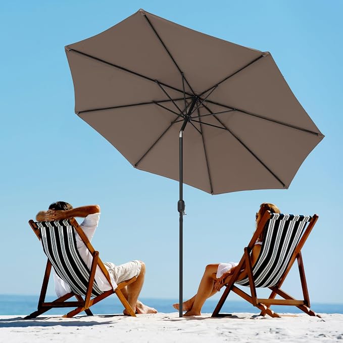 Giantex 10ft Outdoor Patio Umbrella, Market Table umbrella w/Tilt Adjustment and Crank, 180G Polyester, Garden Canopy for Deck Backyard Pool Indoor Outdoor