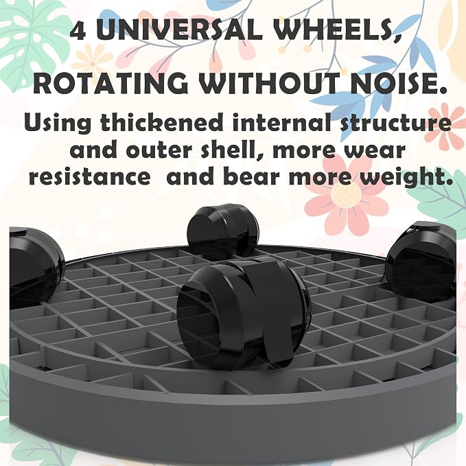 WanderingDonkey 2 Pack of 9.8 Inch Heavy Duty Plant Caddy with Wheels,Rolling Plant Stand Pot Trolley, Potted Flower Mover Dolly with Casters Round Coaster for Indoor Outdoor, Brown