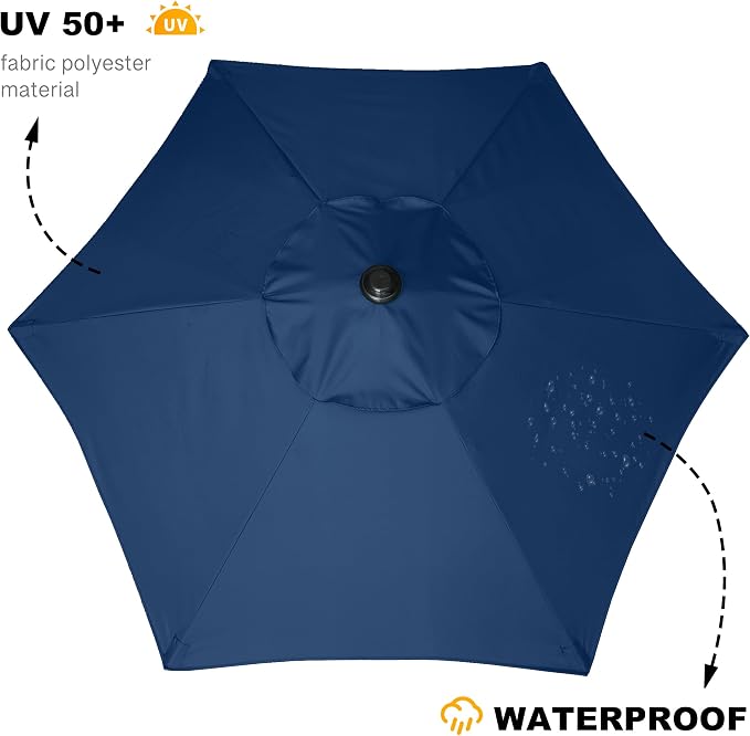 AMMSUN 6ft Patio Umbrella Outdoor Table Umbrellas with Push Button Tilt, UPF50+ Premium Steel Pole and Ribs for Deck, Lawn, Garden, Backyard & Pool