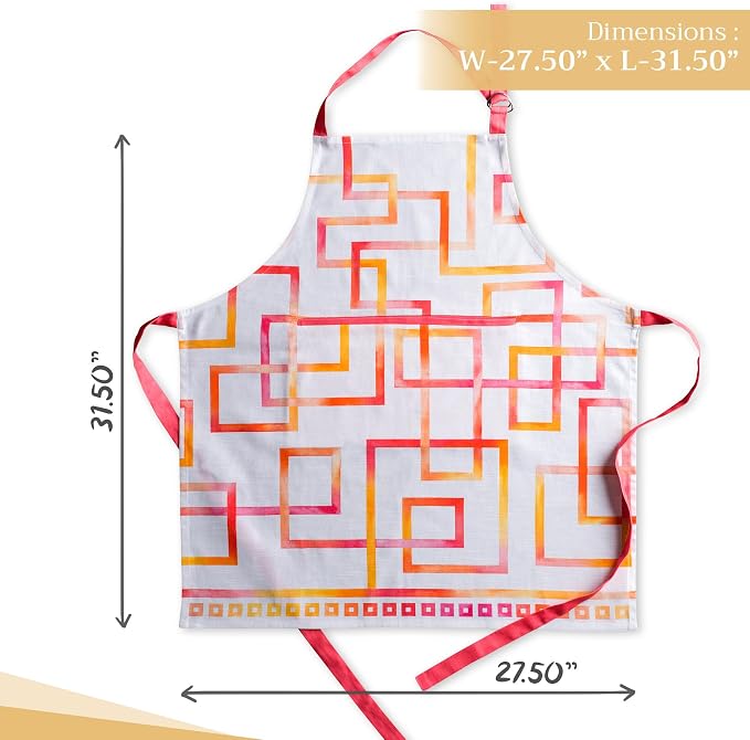 Maison d' Hermine Aprons for women with Pocket 100% Cotton (27.50"x31.50") | Adjustable Neck Strap & long ties Apron Men Chef Wedding Cooking Gardening Server Maid