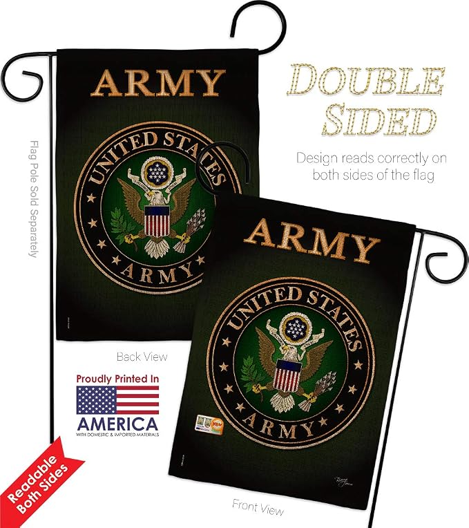 Army Burlap Garden Flag - Pack Armed Forces Rangers United State American Military Veteran Retire Official USA Applique - House Decoration Banner Small Yard Gift Double-Sided Made in 13 X 18.5