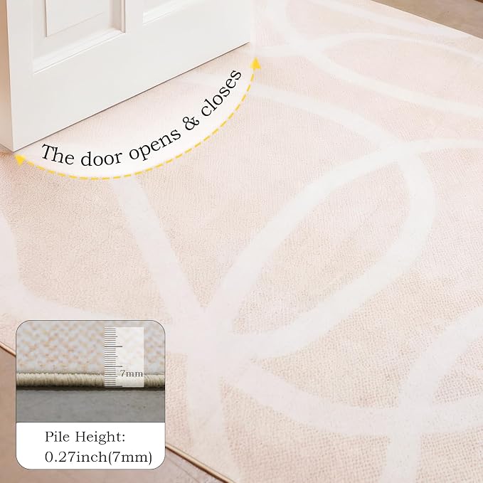 Washable Area Rug 8x10, Large Soft Rugs for Living Room Soft Off-White and Light Caramel Blend Carpet 8x10 Area Rugs for Bedroom Dining Room Non-Slip Stain Resistant Under Table Rug