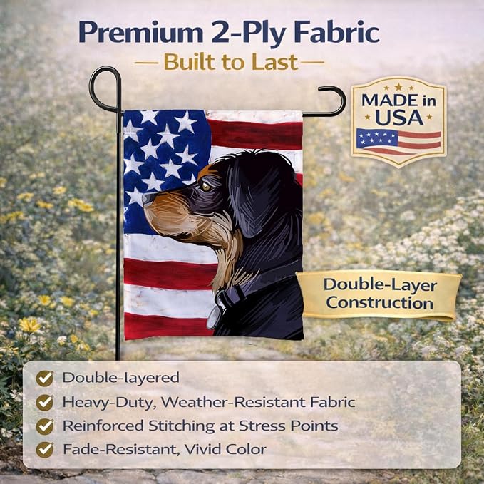 Caroline's Treasures CK6744GF Transylvanian Hound American Flag Garden Flag Mailbox Flag Decorative Yard Flag Banner Outside Patio Artwork Yard Flower Beds, Garden Size, Multicolor