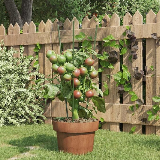 Steel Plant Stakes 5 Pcs Green 17.7 Inch with Plant Support Rings for Climbing Fruits Flowers Vegetables Tomato Cucumber Hydrangea Peonies