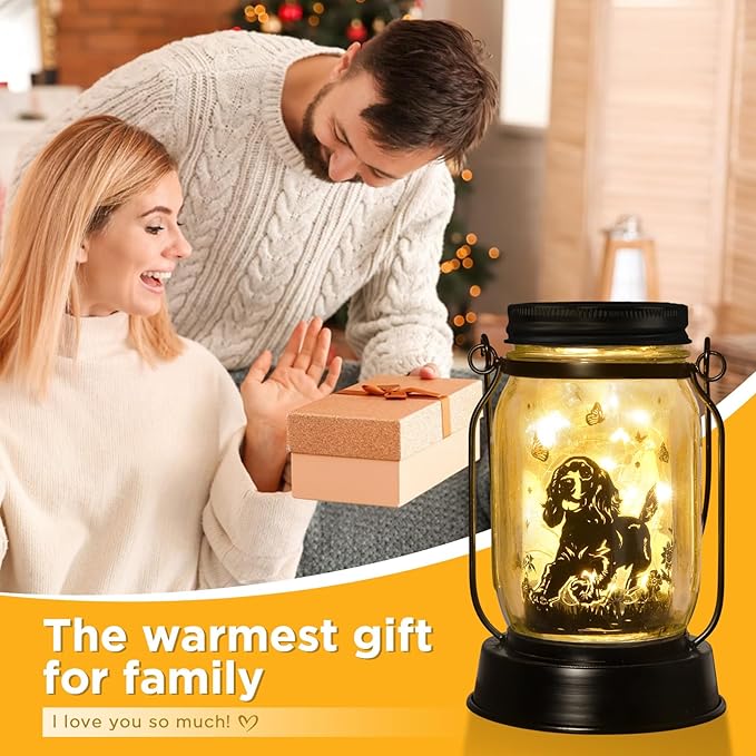 kyoryuger Cocker Spaniel Dog Gifts for Women/Men Cocker Spaniel Solar Lanterns Birthday Dog Lovers Lantern Pet Loss Dog Memorial Lights Solar Garden Decoration for Yard, Patio,Backyard,Porch Torches