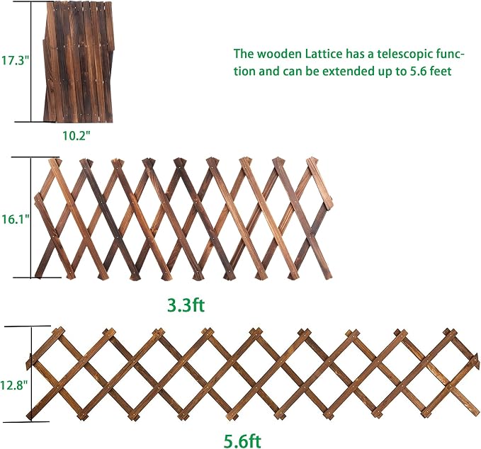 2Pack Expandable Wooden Lattice Wall,Plant Garden Trellis for Climbing Plants Outdoor, Plant Vertical Rack Wall Decor Indoor