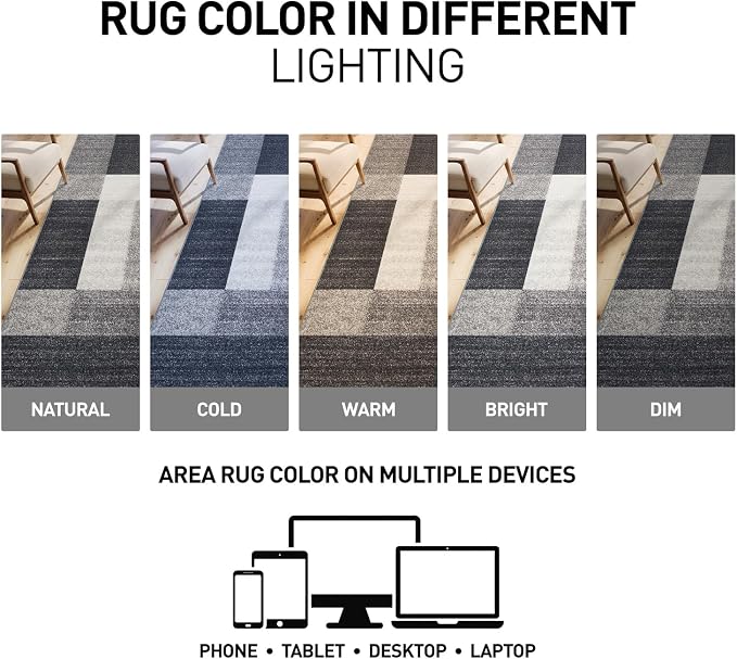 Rugshop Modern Boxes Non-Slip Living Room Square Rug Gray 6'6" x 6'6" | Square, Size 6'6" x 6'6", Bedroom, Dining Room, Home Office, Kitchen, Entryway, Hallway, Nursery, Kids Room, Guest Room