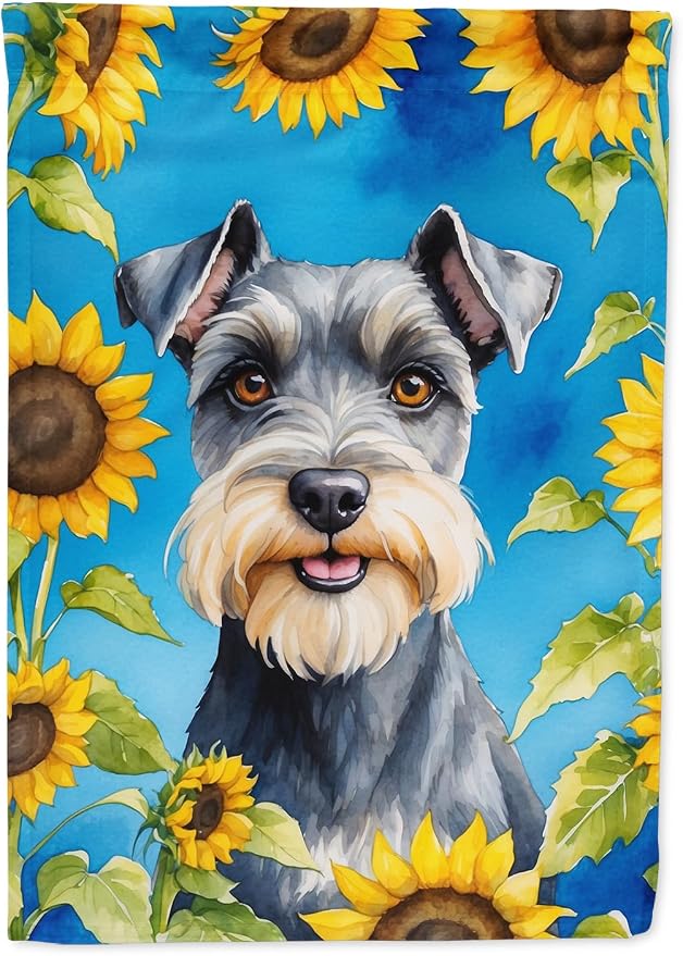 Caroline's Treasures DAC6156GF Schnauzer in Sunflowers Garden Flag Mailbox Flag Decorative Yard Flag Banner Outside Patio Artwork Yard Flower Beds, Garden Size, Multicolor