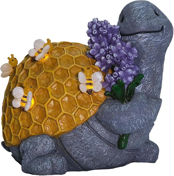 Solar Garden Outdoor Turtle Statues Yard Resin Decoration Gift Handmade Housewarming Gift for Patio Yard Lawn Waterproof Cracking
