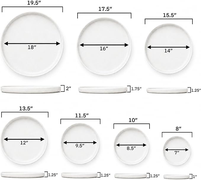 19.5 Inch Plant Saucer (Ceramic) - Round Oxide Flower Pot Tray - Handcrafted, Durable Planter Base