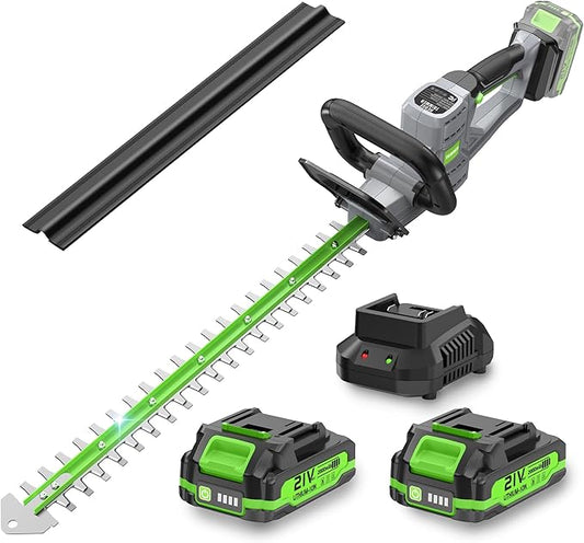 Hedge Trimmer Cordless 22" - 21V Powerful Electric Hedge Trimmer with 2 x 2.0Ah Batteries and Fast Charger, Easy to Use, 3200RPM Lightweight Battery Powered Bush Trimmers for Garden, Yard Care, GT860