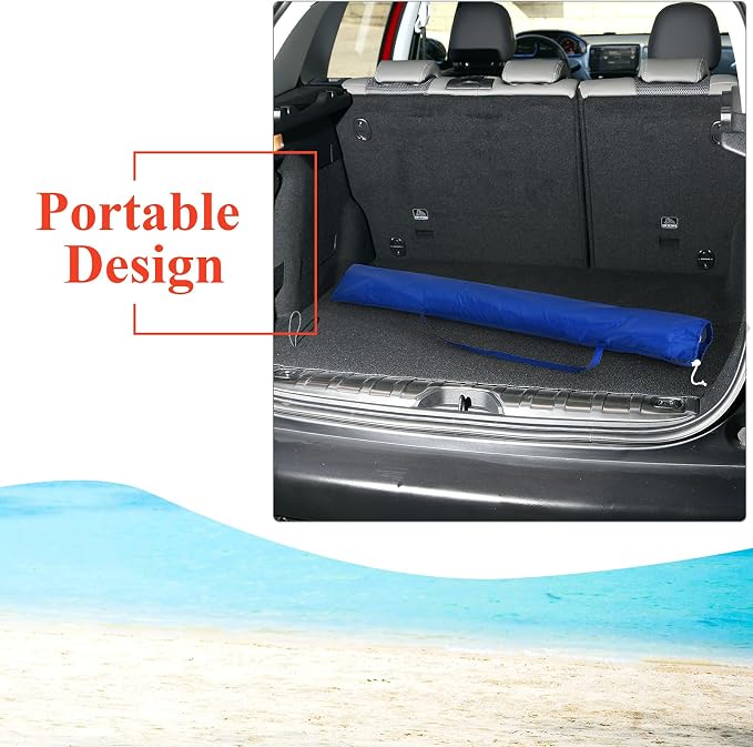 Tangkula 8FT Beach Umbrella, Portable Outdoor Sunshade Beach Umbrella with Sand Anchor & Tilt Mechanism, 16 Sturdy Fiberglass Ribs, Carrying Bag for Garden, Patio (Rainbow)