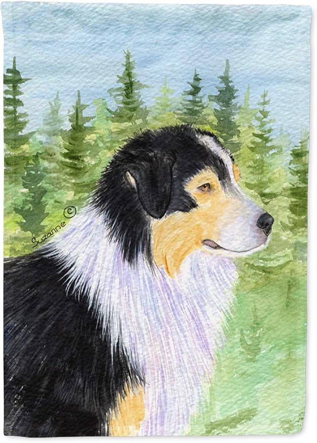Caroline's Treasures SS8316GF Australian Shepherd Garden Flag Mailbox Flag Decorative Yard Flag Banner Outside Patio Artwork Yard Flower Beds, Garden Size, Multicolor